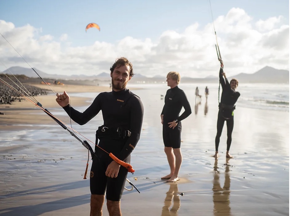 Photo of our three kiters in Lazarote trying to catch the best wind