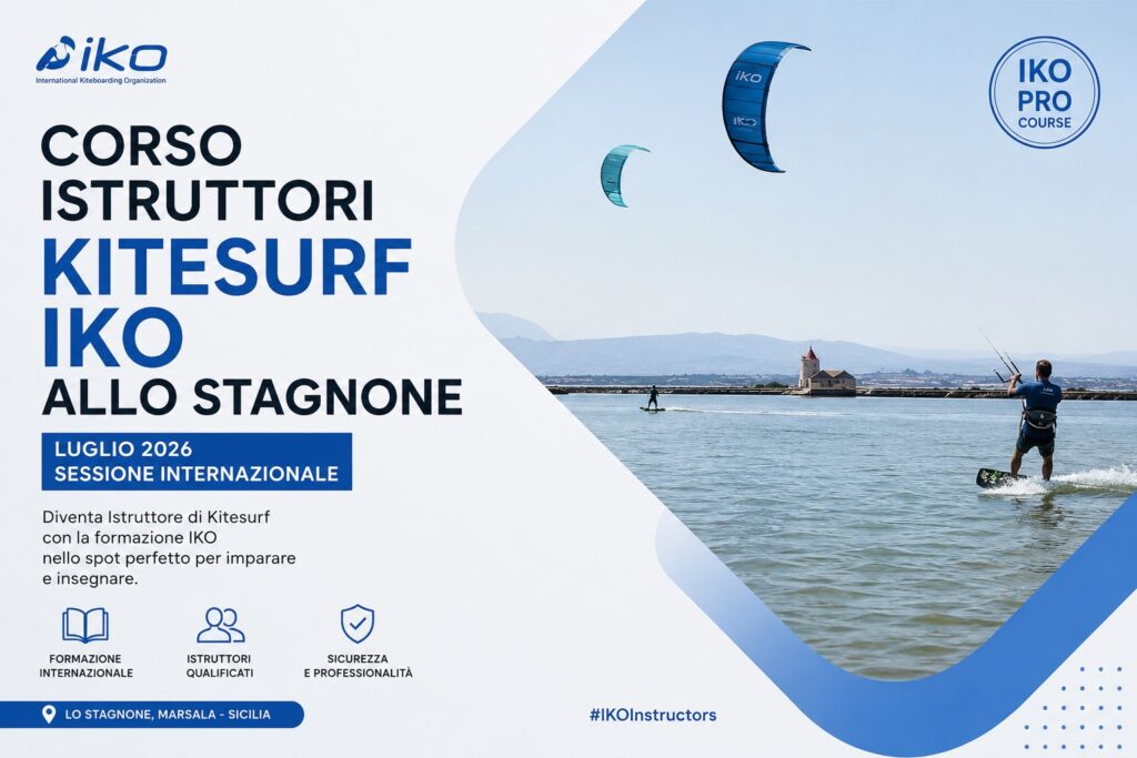 Corso istruttori kitesurf IKO allo Stagnone luglio 2026