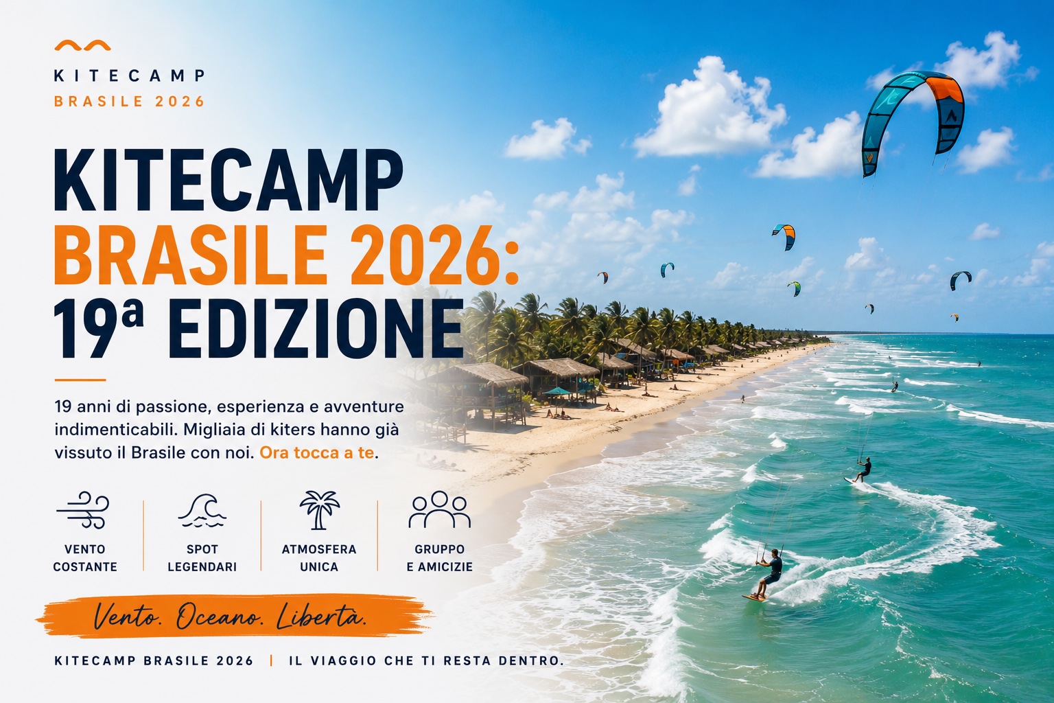 Kitecamp Brasile 2026: 19ª edizione tra vento, downwind e atmosfera unica
