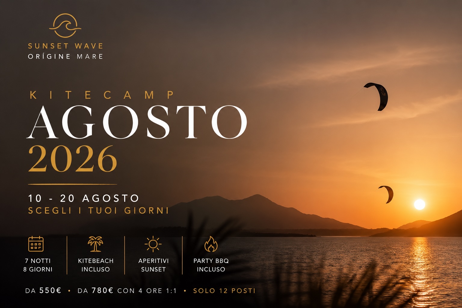 Kitecamp Agosto 2026 allo Stagnone: scegli i tuoi giorni dal 10 al 20 agosto